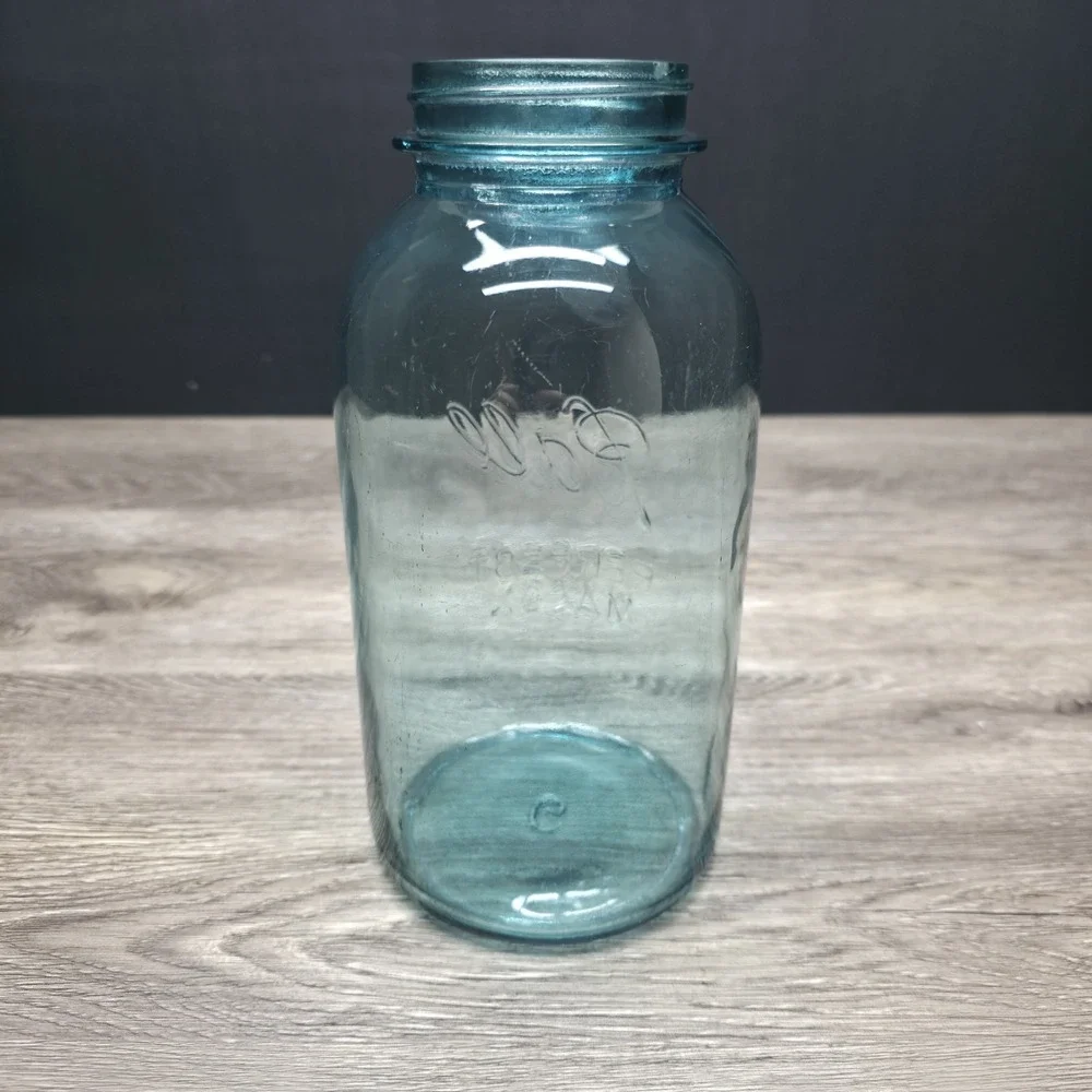 Vintage Blue Ball Perfect Mason Jar 2 Quart Half Gallon Aqua Canning Jar 6